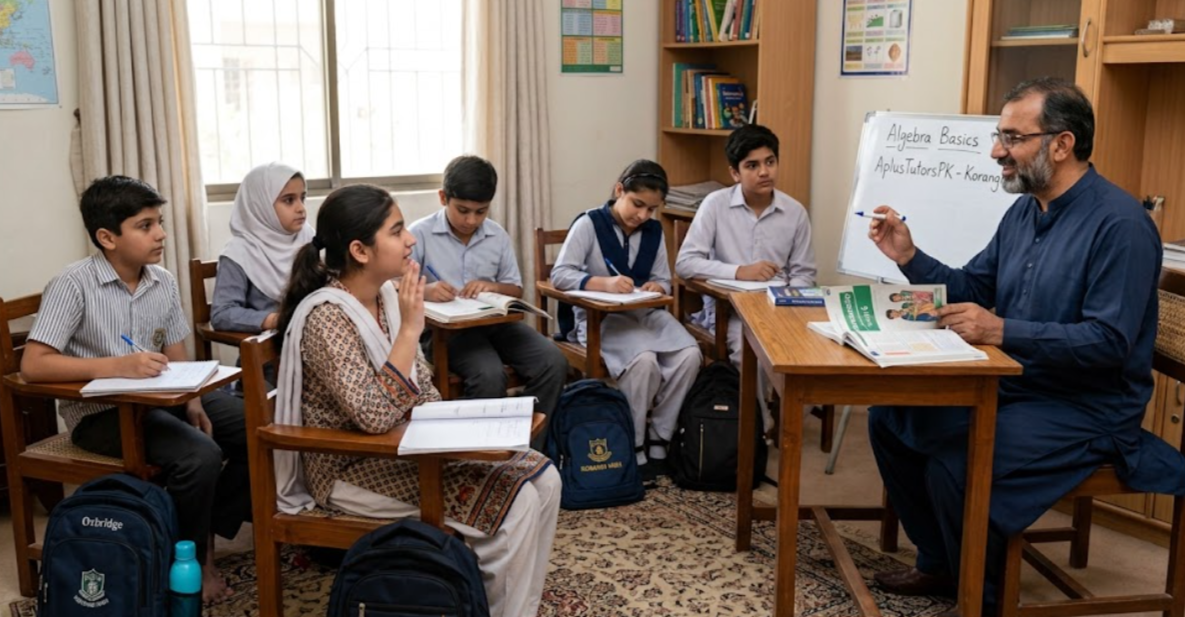 Improve learning with AplusTutorsPK group tutoring in Korangi Crossing Karachi, offering subject guidance, homework support and exam preparation.  Image Prompt: